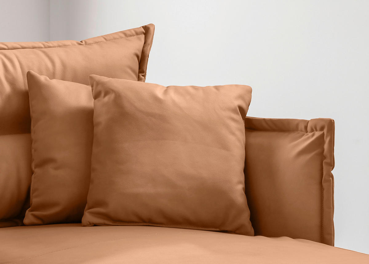 XXL-SESSEL in Lederlook Cognac  - Cognac/Schwarz, Modern, Textil/Metall (111/101/167cm) - Livetastic