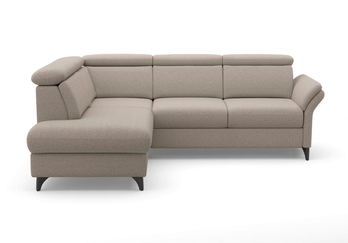 ECKSOFA GLENDALE E Taupe Flachgewebe  - Taupe/Schwarz, KONVENTIONELL, Textil/Metall (193/247cm) - Sit & More