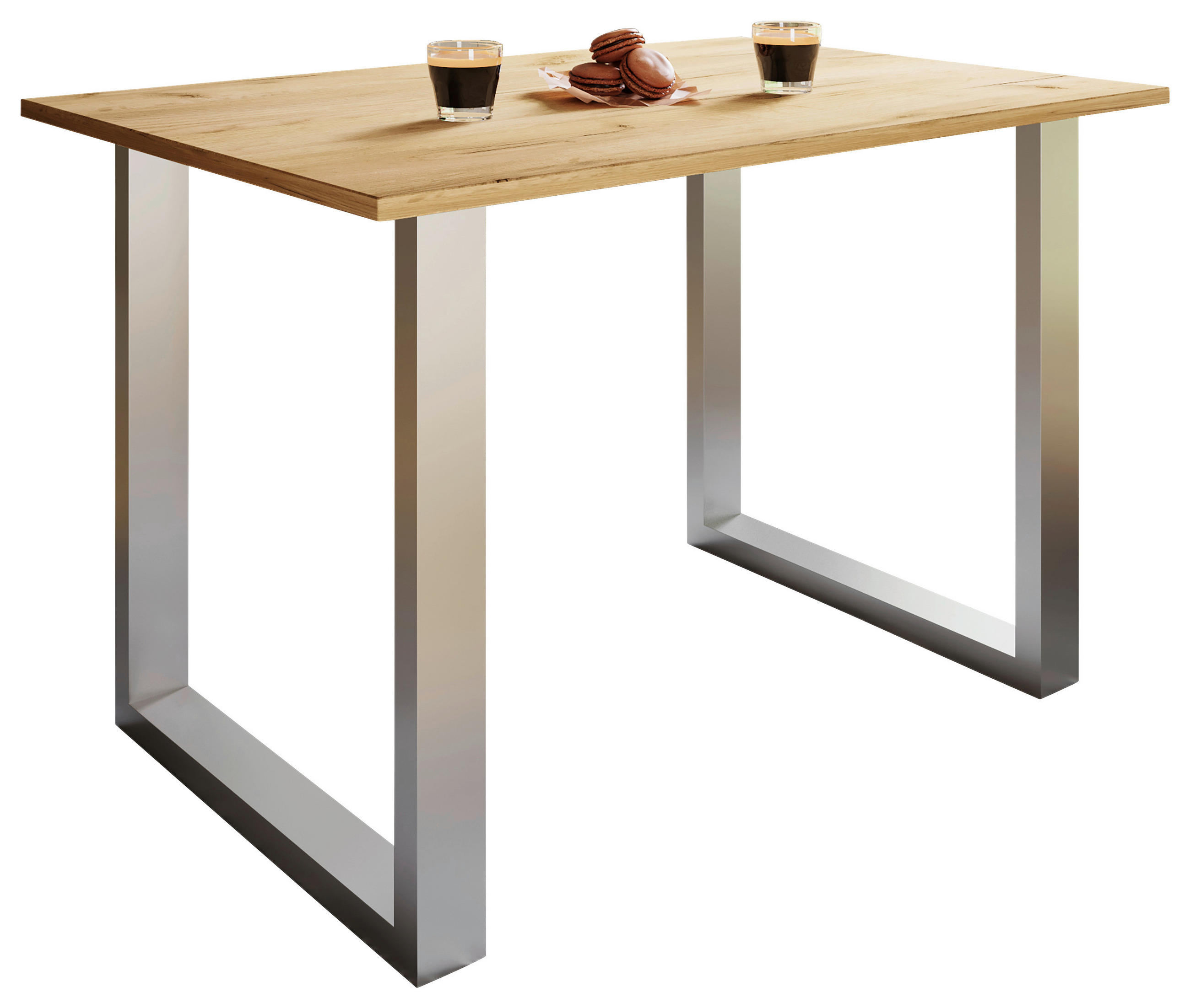 ESSTISCH rechteckig Silberfarben, Honigeiche  - Honigeiche/Silberfarben, Design, Holzwerkstoff/Metall (80/50/76cm) - MID.YOU