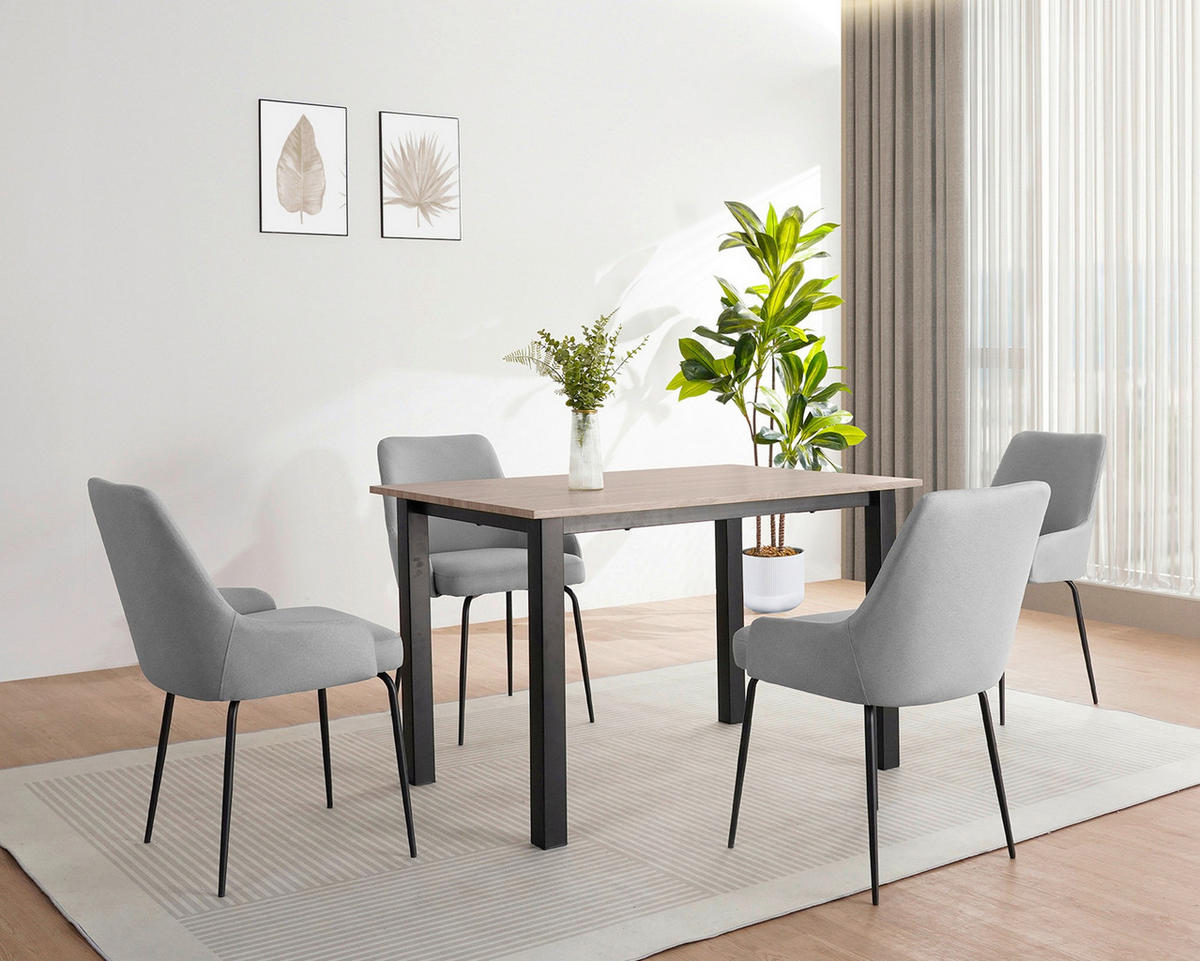 ESSTISCH 120/80/76 cm Nachbildung  Metall, Holzwerkstoff gastro- und objekttauglich rechteckig Eichefarben  - Eichefarben/Schwarz, MODERN, Holzwerkstoff/Metall (120/80/76cm) - MID.YOU