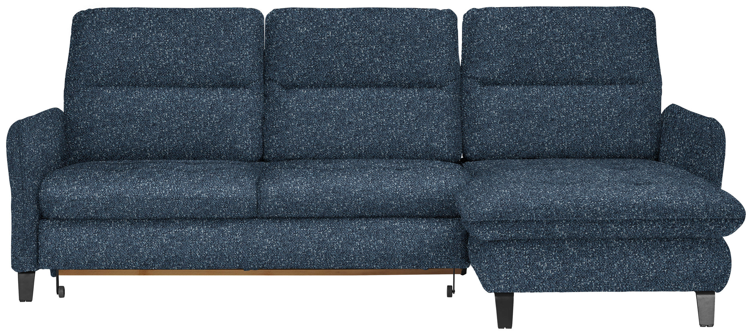 ECKSOFA in Plüsch Blau  - Blau/Schwarz, KONVENTIONELL, Textil/Metall (254/190cm) - Stylife