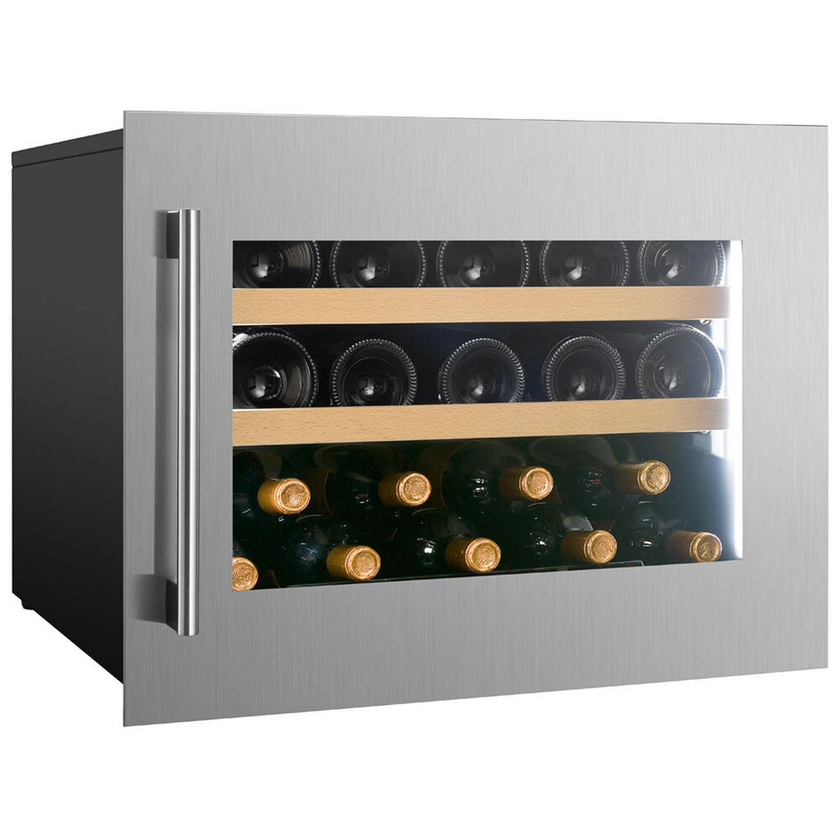 WEINKÜHLSCHRANK DVS-19.50SS  - Edelstahlfarben, Basics, Glas/Holz (59/45,5/56,9cm)