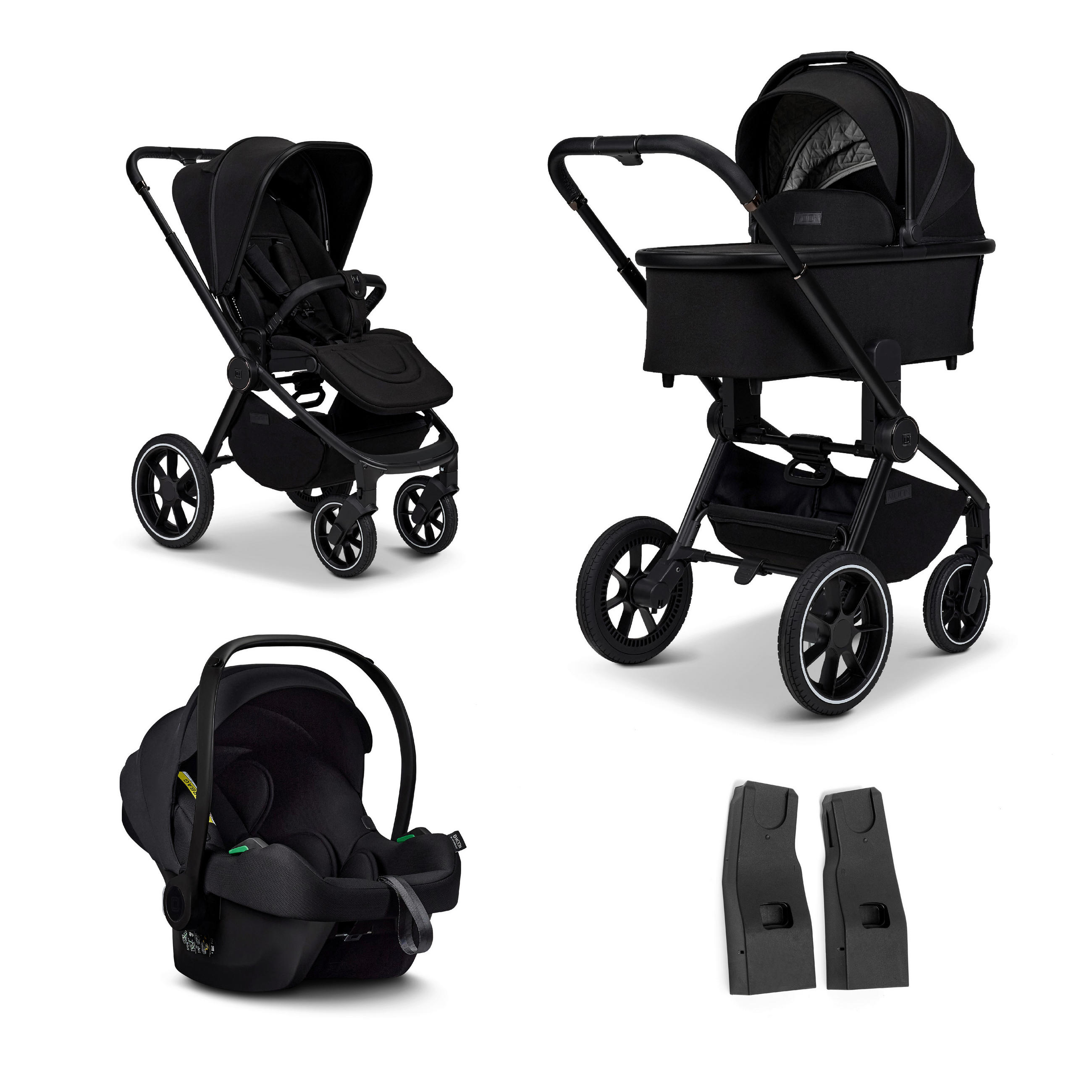 KINDERWAGENSET  Resea+ Set  Onyx  - Schwarz, Basics, Textil (98,5/58/122cm) - Moon