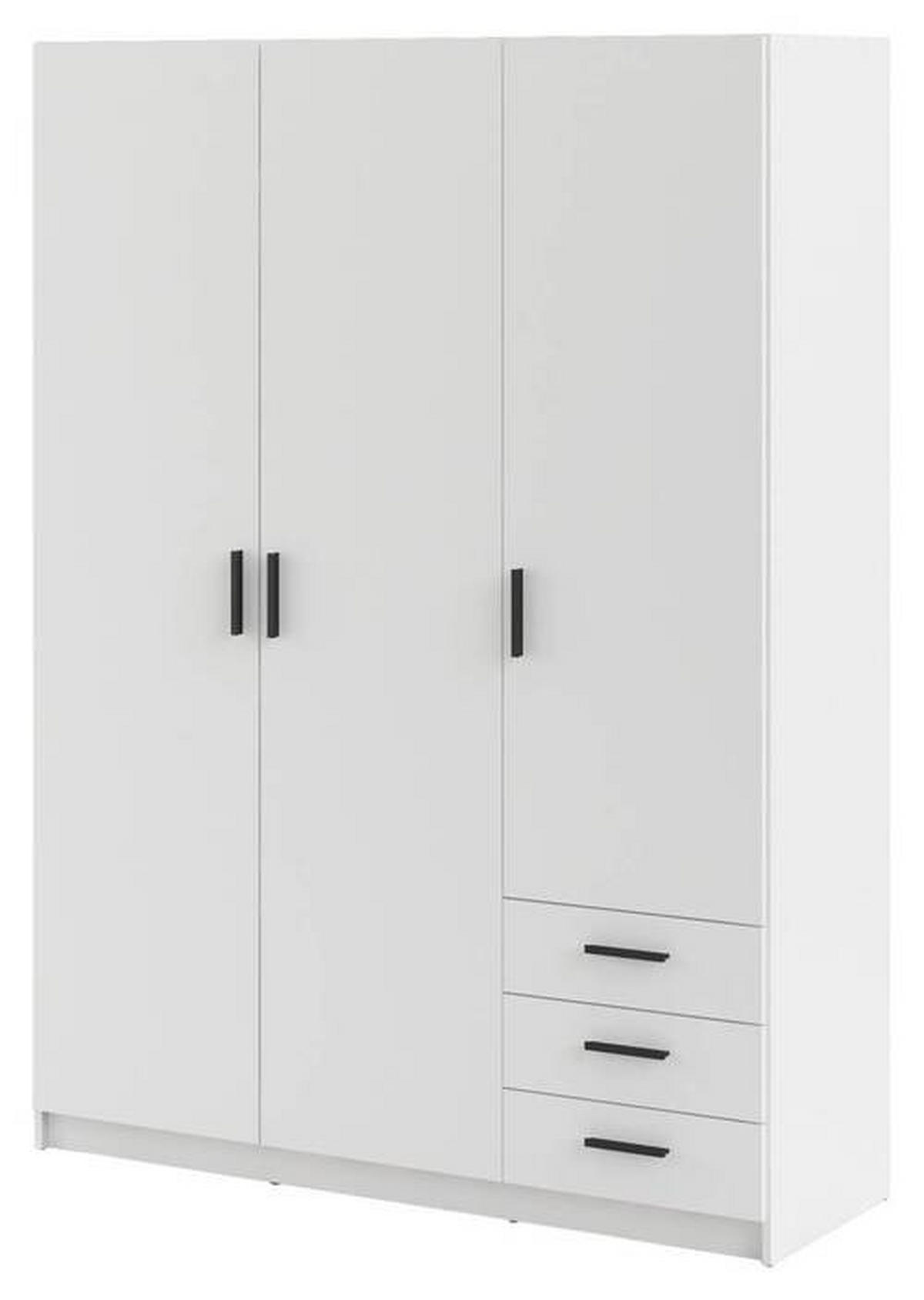 GARDEROB 147/200,4/49,8 cm 3-dörrar - vit/svart, Basics, metall/trämaterial (147/200,4/49,8cm) - Best Price
