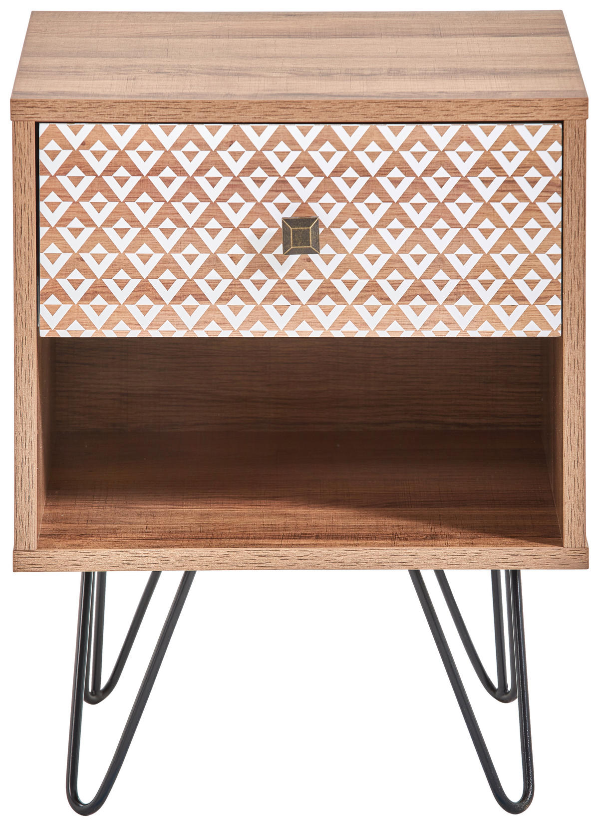 NACHTSCHRANK 39/50/35 cm  - Eichefarben/Messingfarben, Trend, Holzwerkstoff/Metall (39/50/35cm) - Carryhome