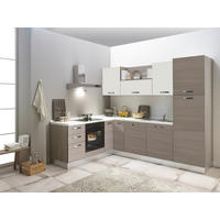 ECKKÜCHE 195/270 cm  in Creme, Eiche grau  - Eiche grau/Magnolie, LIFESTYLE, Holzwerkstoff/Kunststoff (195/270cm) - MID.YOU