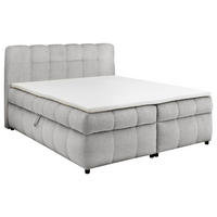 BOXBETT 180/200 cm,  in Hellgrau, Bettkasten, Topper, H2 + H2 = mittel  - Hellgrau/Schwarz, Design, Kunststoff/Textil (180/200cm) - Esposa