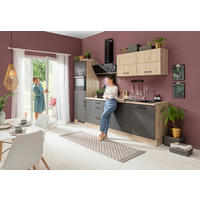 Bucătărie La Comandă   - gri închis/culoare lemn stejar, Basics, material pe bază de lemn - Venda