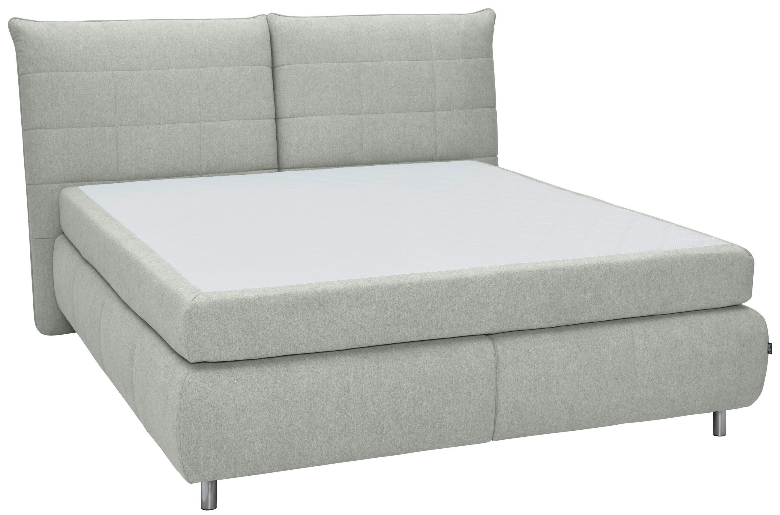 BOXSPRINGBETT 180/200 cm  in Hellgrau  - Edelstahlfarben/Hellgrau, KONVENTIONELL, Textil (180/200cm) - Dieter Knoll