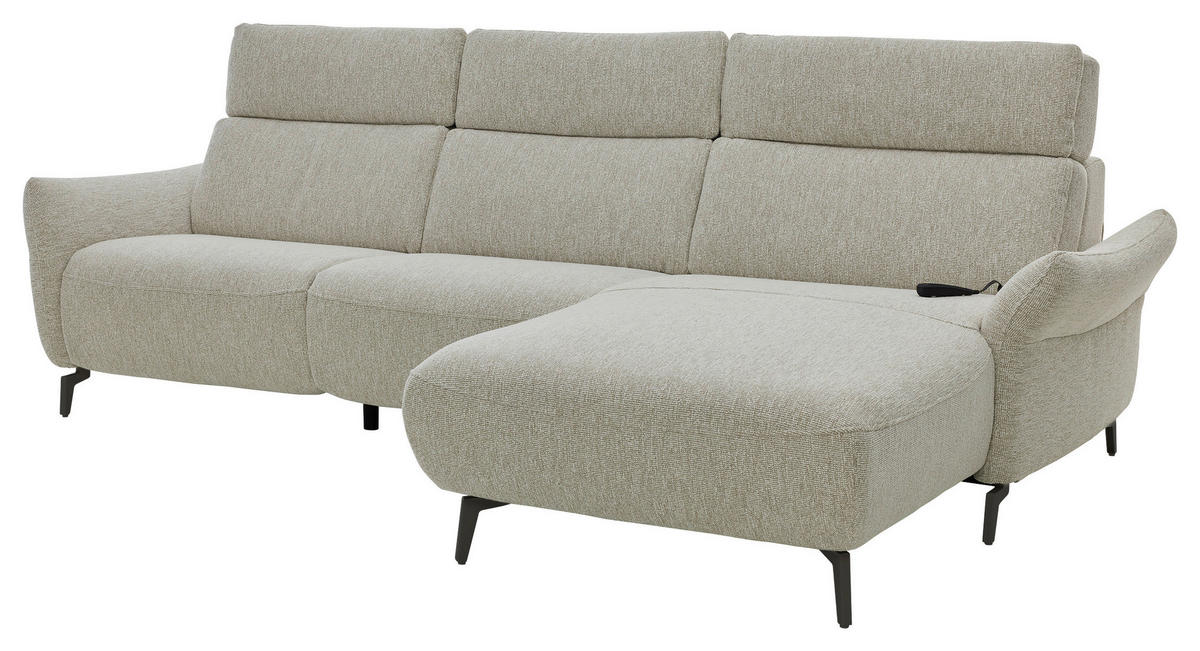 ECKSOFA Musterring Naturfarben Webstoff  - Schwarz/Naturfarben, Design, Textil/Metall (275/177cm) - Musterring