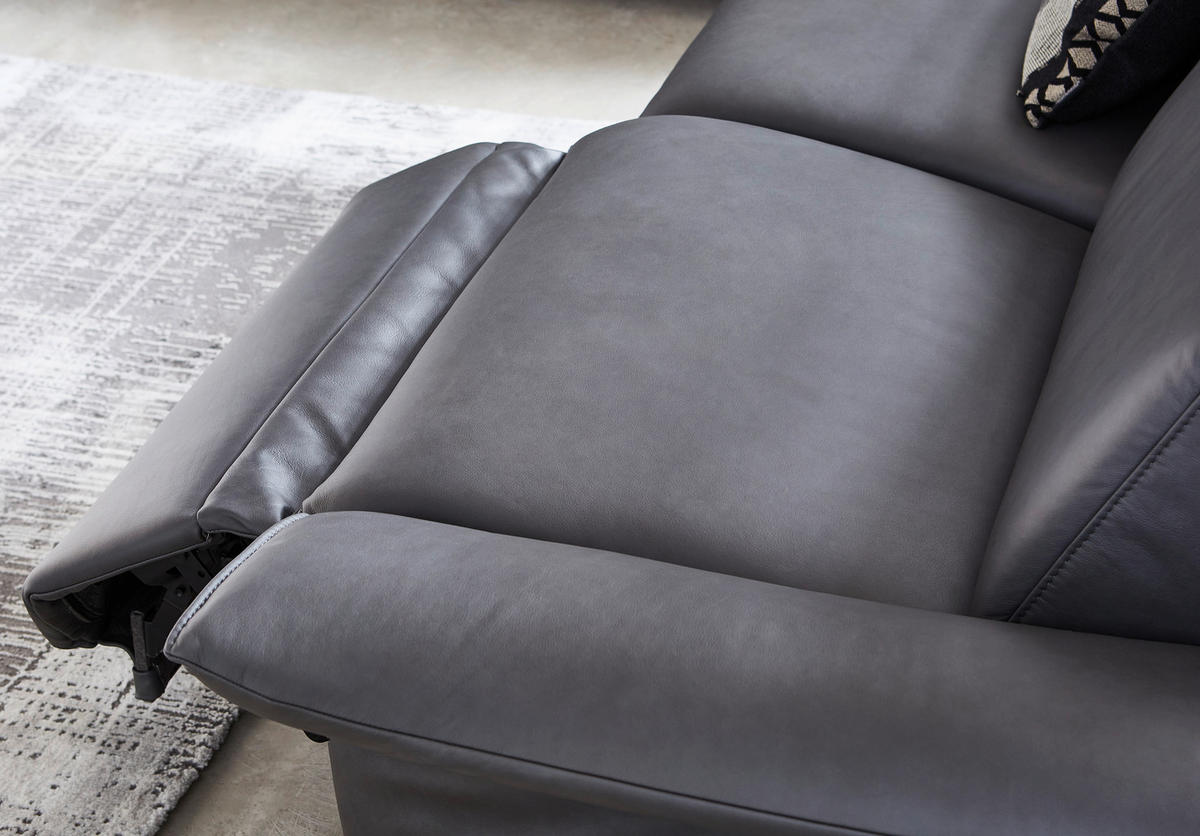 2,5-SITZER Echtleder Dunkelgrau  - Dunkelgrau/Anthrazit, Design, Leder/Metall (194/92/95cm) - Himolla