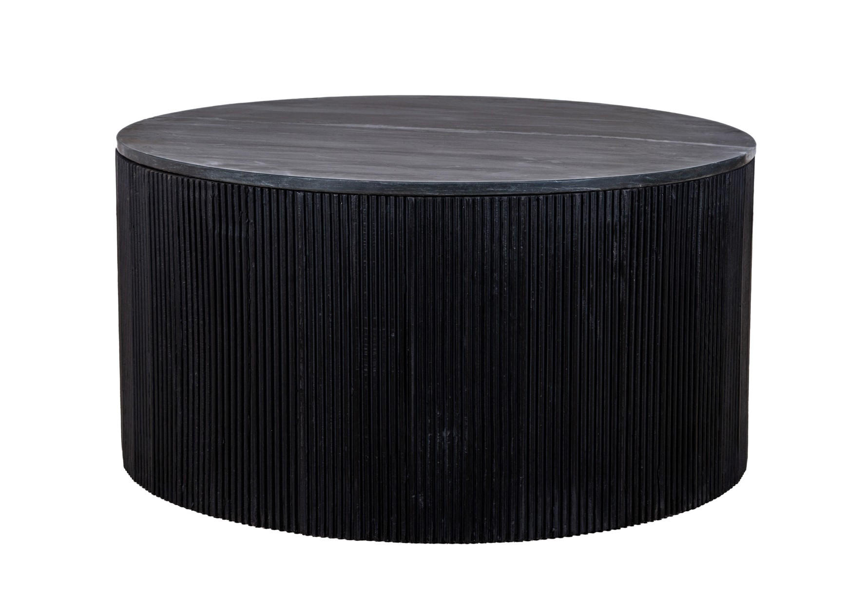 COUCHTISCH Mangoholz vollmassiv 80/42/80 cm rund Schwarz  - Schwarz, Design, Holz/Stein (80/42/80cm) - Livetastic