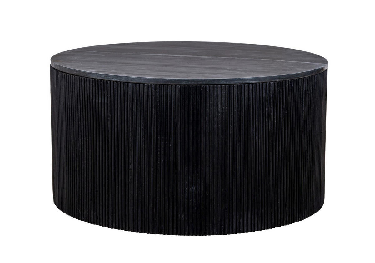 COUCHTISCH Mangoholz vollmassiv 80/42/80 cm rund Schwarz  - Schwarz, Design, Holz/Stein (80/42/80cm) - Livetastic