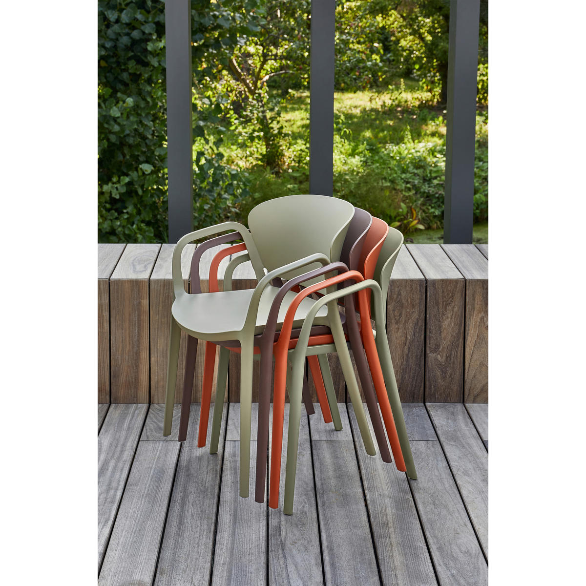 GARTENSTUHL-SET Kunststoff Grün  - Grün, MODERN, Kunststoff (57/75/56cm) - Livetastic