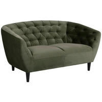 CHESTERFIELD-SOFA Dunkelgrün Samt  - Dunkelgrün/Schwarz, Trend, Holz/Textil (150/78/84cm) - Ambia Home