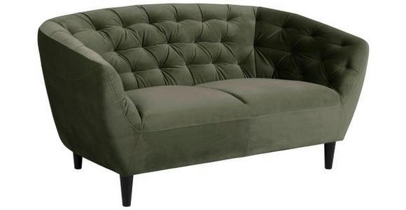 CHESTERFIELD-SOFA in Samt Dunkelgrün  - Dunkelgrün/Schwarz, Trend, Holz/Textil (150/78/84cm) - Ambia Home