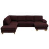 WOHNLANDSCHAFT Weinrot Mikrofaser  - Eichefarben/Beige, KONVENTIONELL, Holz/Textil (235/316/167cm) - Beldomo System
