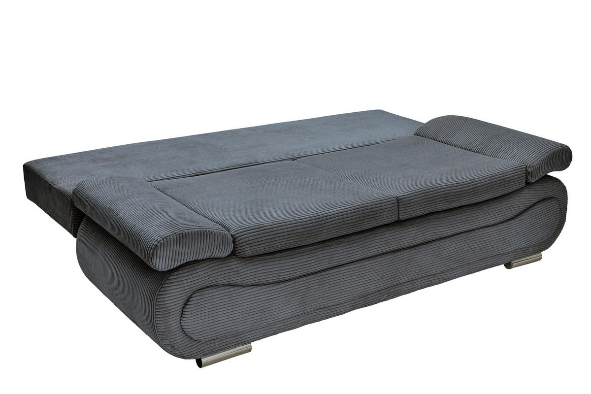 SCHLAFSOFA  mit Bettfunktion erhältlich Cord Anthrazit  - Chromfarben/Anthrazit, Design, Textil/Metall (200/78/90cm) - Venda