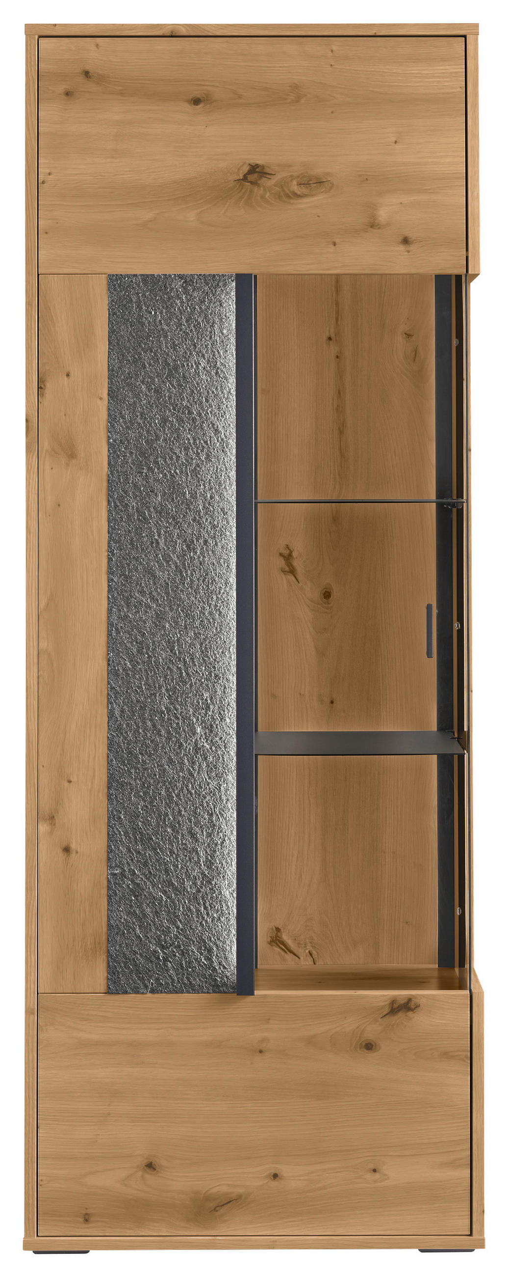 VITRINE in Eiche Artisan  - Dunkelgrau/Eiche Artisan, Design, Glas/Holzwerkstoff (63,7/170,8/37,2cm) - SetOne by Musterring