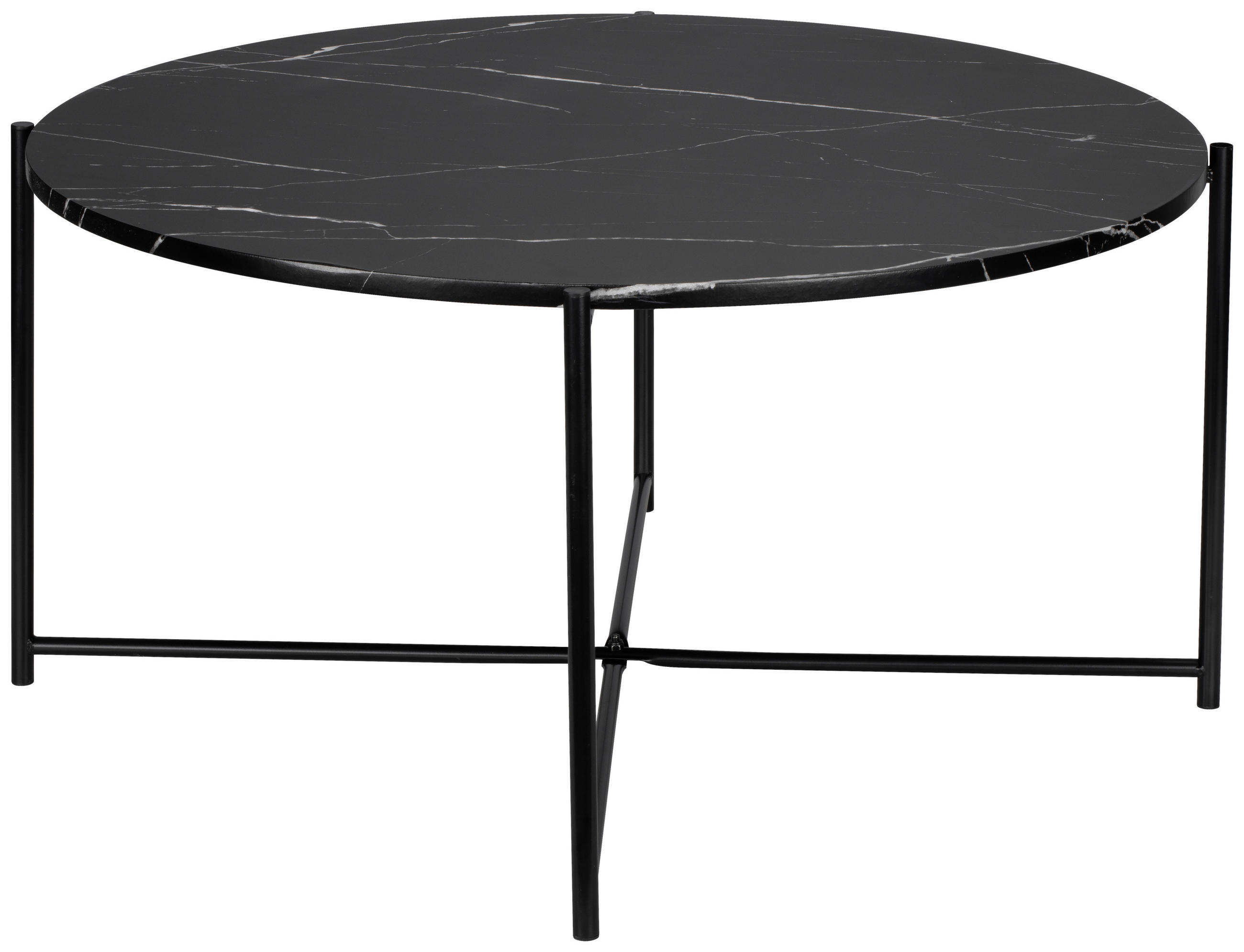 COUCHTISCH furniert 83/83/40 cm rund Schwarz  - Schwarz, Design, Holz/Metall (83/83/40cm) - MID.YOU