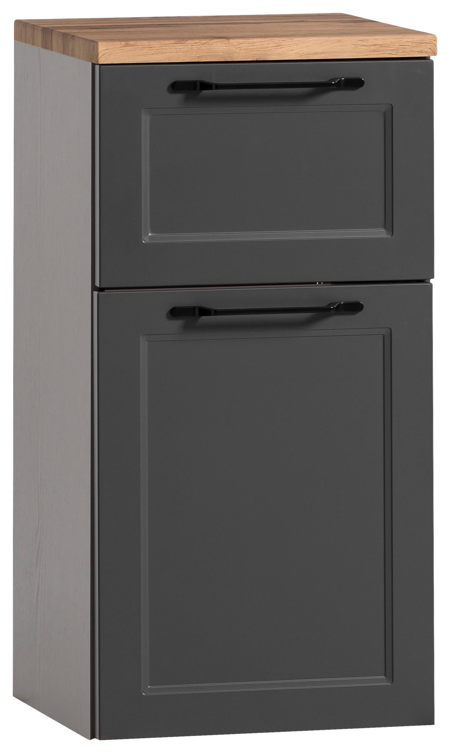 UNTERSCHRANK 40/84/35 cm  - Eiche Wotan/Schwarz, KONVENTIONELL, Holzwerkstoff/Kunststoff (40/84/35cm) - Xora