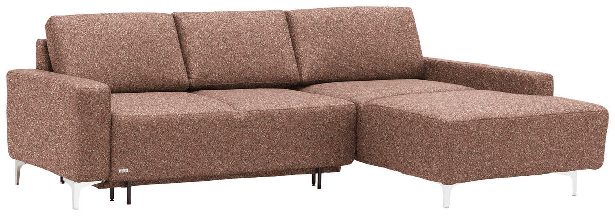ECKSOFA  in Mikrovelours Terracotta  248/160 cm  - Terracotta/Alufarben, Design, Textil/Metall (248/160cm) - Sedda