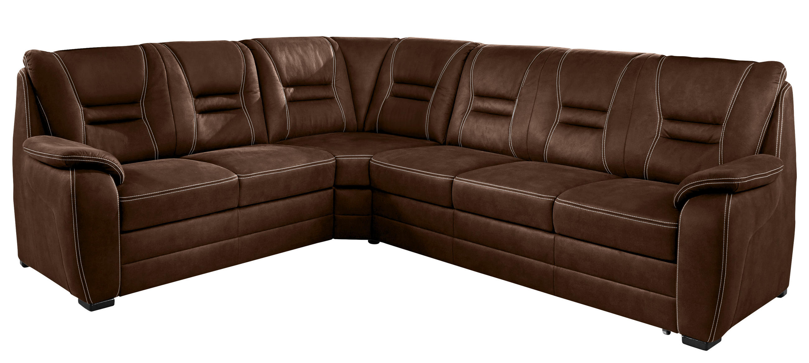 ECKSOFA Braun Lederlook  - Beige/Braun, KONVENTIONELL, Holz/Textil (234/286cm) - Beldomo Comfort