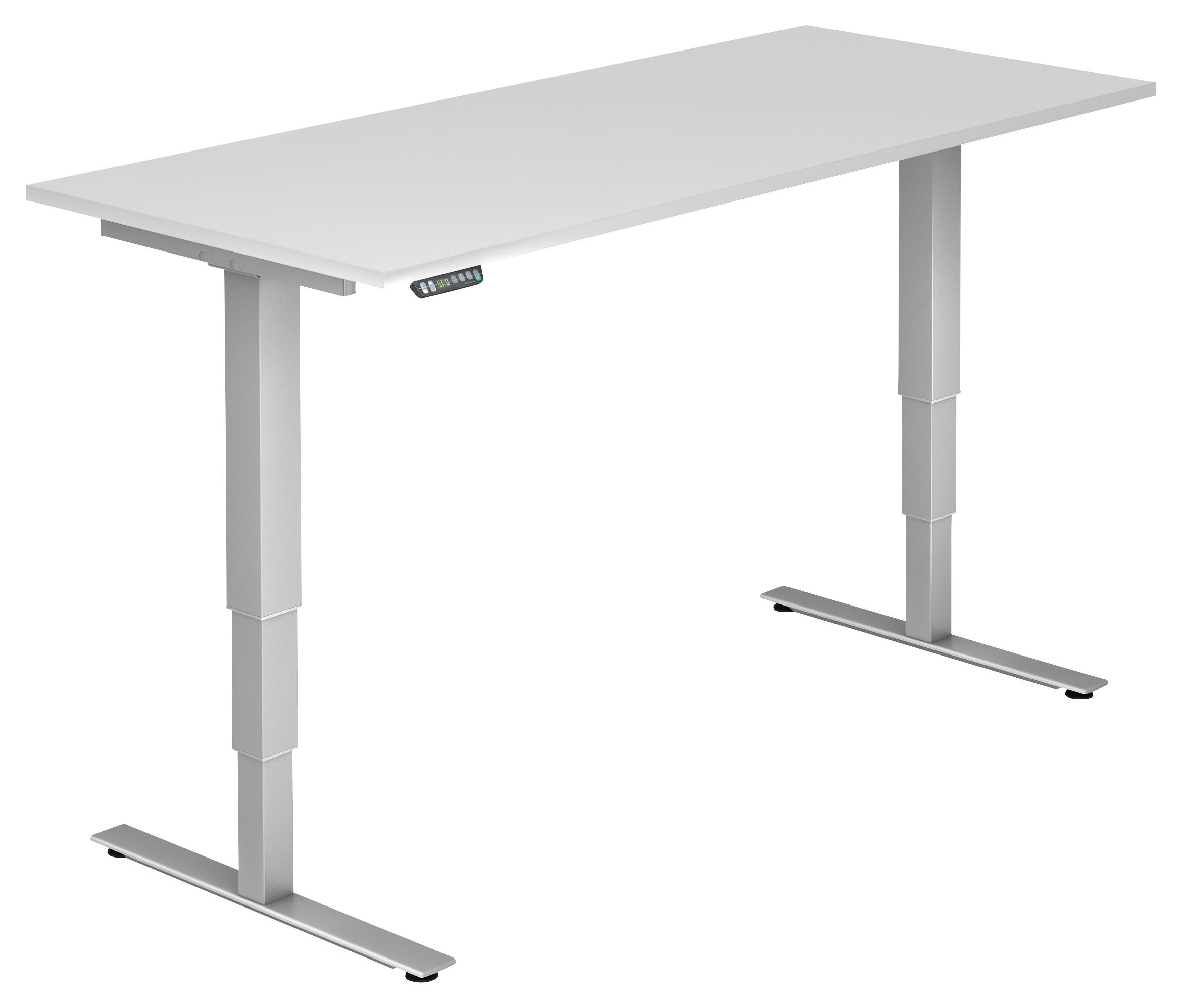 SCHREIBTISCH 180/80/63,5-128,5 cm  in Silberfarben, Weiß  - Silberfarben/Weiß, KONVENTIONELL, Holzwerkstoff/Metall (180/80/63,5-128,5cm) - Venda