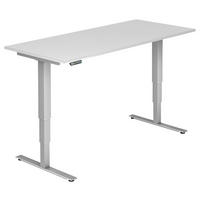 SCHREIBTISCH 180/80/63,5-128,5 cm  in Silberfarben, Weiß  - Silberfarben/Weiß, KONVENTIONELL, Holzwerkstoff/Metall (180/80/63,5-128,5cm) - Venda