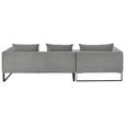 ECKSOFA  in Feincord Grau  178/284 cm  - Schwarz/Grau, KONVENTIONELL, Textil/Metall (178/284cm) - Hom`in