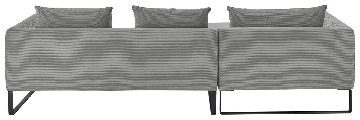 ECKSOFA in Feincord Grau  - Schwarz/Grau, Konventionell, Textil/Metall (178/284cm) - Hom`in