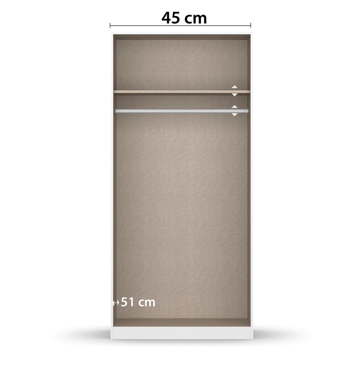 GARDEROB MED GÅNGJÄRN 91/210/54 cm 2-dörrar - kromfärg/grå, Modern, trämaterial/plast (91/210/54cm) - Rauch Möbel