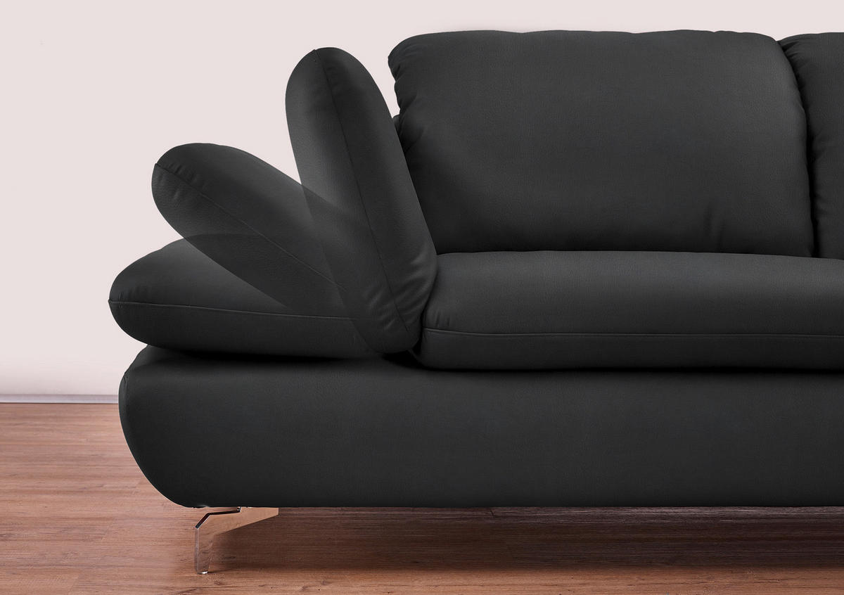 ECKSOFA in Echtleder Graphitfarben  - Silberfarben/Graphitfarben, Design, Leder/Metall (200/315cm) - Chilliano