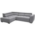 ECKSOFA in Feincord Hellgrau  205/284 cm  - Hellgrau/Schwarz, Design, Kunststoff/Textil (205/284cm) - Xora