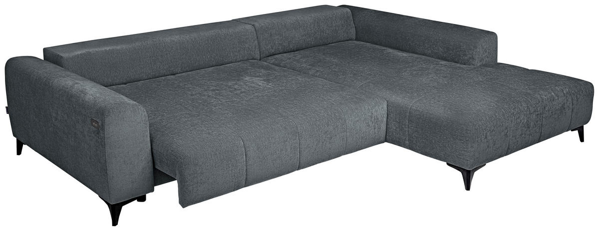 ECKSOFA  in Chenille Grau  279/222 cm  - Schwarz/Grau, KONVENTIONELL, Kunststoff/Textil (279/222cm) - Hom`in