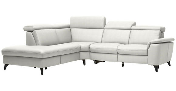 ECKSOFA in Echtleder Weiß  - Schwarz/Weiß, Design, Leder/Metall (239/289cm) - Cantus