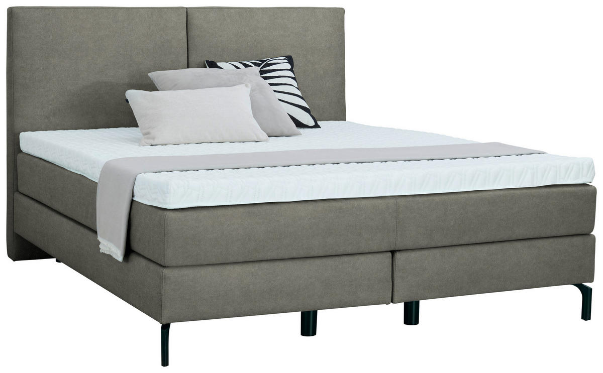 BOXSPRINGBETT 160/200 cm  in Grau  - Schwarz/Grau, Konventionell, Textil/Metall (160/200cm) - Dieter Knoll