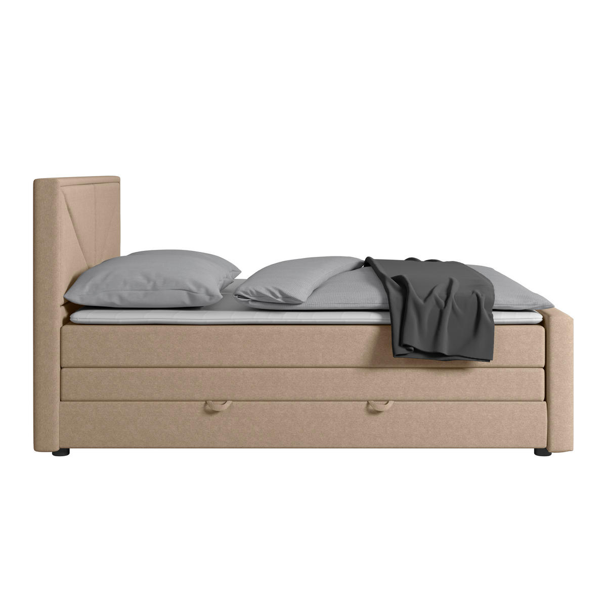 POSTELJA BOXSPRING 140 cm   x 200 cm  , kovina, umetna masa, tekstil, les naravne barve  - naravne barve, Moderno, kovina/umetna masa (140/200cm) - MID.YOU