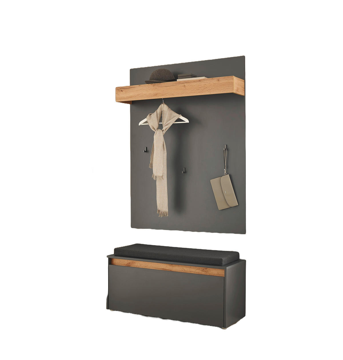 GARDEROBE 3-teilig  in 100/200/40 cm  - Anthrazit/Eiche Wotan, Design, Holzwerkstoff/Textil (100/200/40cm) - Modante