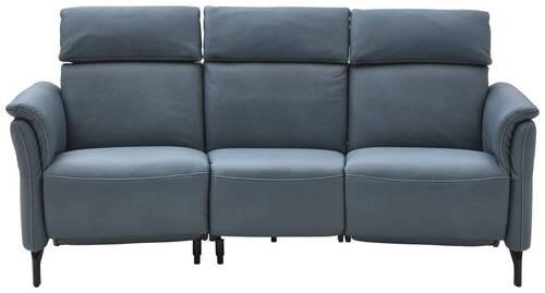 TRAPEZSOFA in Echtleder Graublau - Graublau/Schwarz, KONVENTIONELL, Leder/Metall (221/103/95cm) - Dieter Knoll