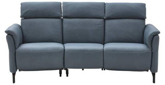 TRAPEZSOFA in Echtleder Graublau  - Graublau/Schwarz, KONVENTIONELL, Leder/Metall (221/103/95cm) - Dieter Knoll