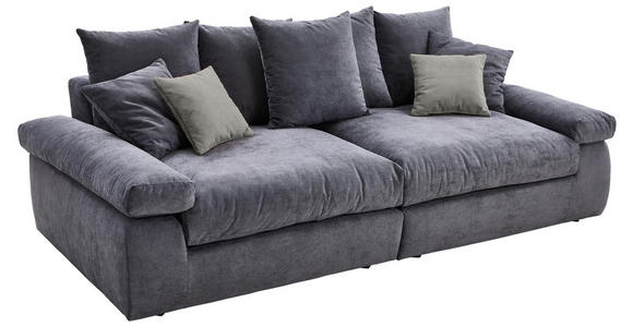 BIGSOFA Feincord Anthrazit, Grau  - Anthrazit/Schwarz, Design, Kunststoff/Textil (260/90/140cm) - Carryhome