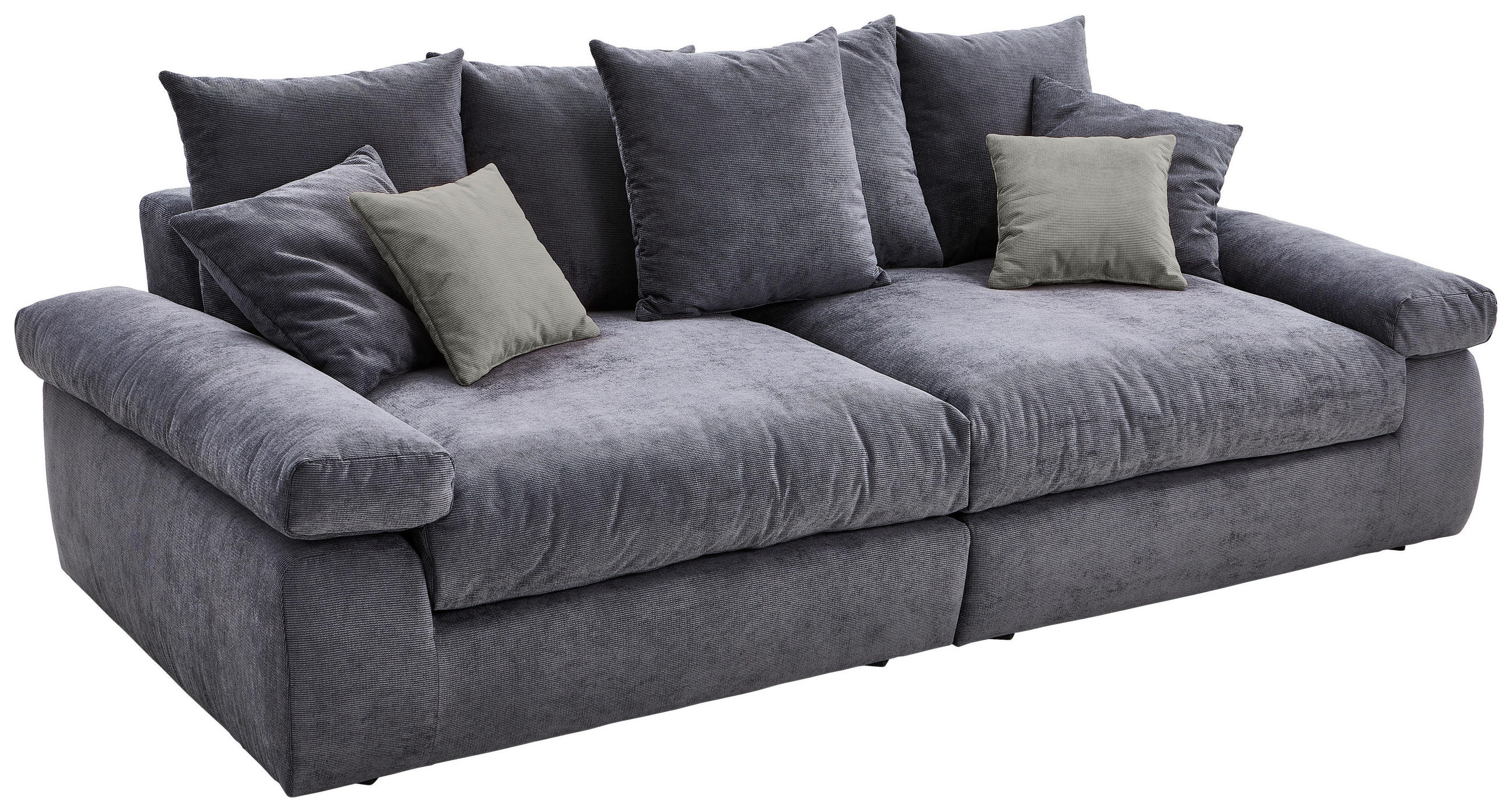 BIGSOFA Feincord Anthrazit, Grau  - Anthrazit/Schwarz, Design, Kunststoff/Textil (260/90/140cm) - Carryhome