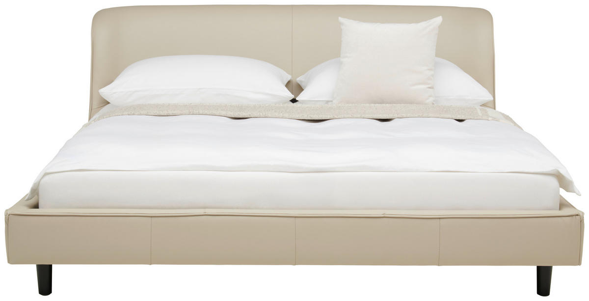ČALOUNĚNÁ POSTEL, 180/200 cm, béžová - černá/béžová, Moderní, kov/dřevo (180/200cm) - Livetastic
