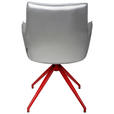 ARMLEHNSTUHL  in Eisen Lederlook  - Rot/Silberfarben, Design, Textil/Metall (59/89,5/63cm) - Novel