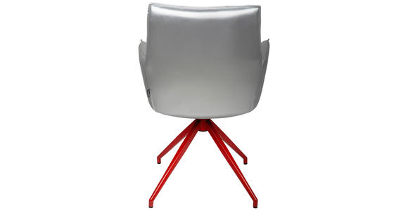ARMLEHNSTUHL  in Eisen Lederlook  - Rot/Silberfarben, Design, Textil/Metall (59/89,5/63cm) - Novel