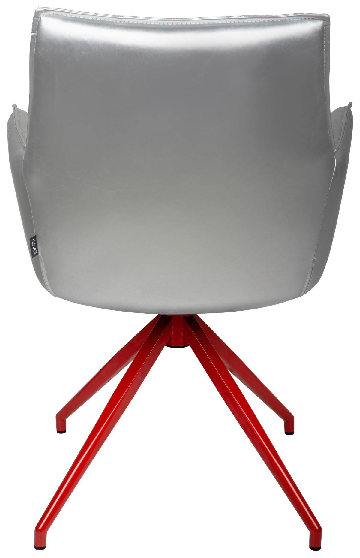 ARMLEHNSTUHL  in Eisen Lederlook  - Rot/Silberfarben, Design, Textil/Metall (59/89,5/63cm) - Novel