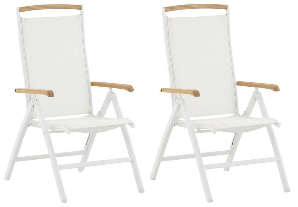 GARTENSTUHL-SET Metall, Textil Naturfarben, Weiß  - Naturfarben/Weiß, KONVENTIONELL, Textil/Metall (60/110/75cm) - Gardenson