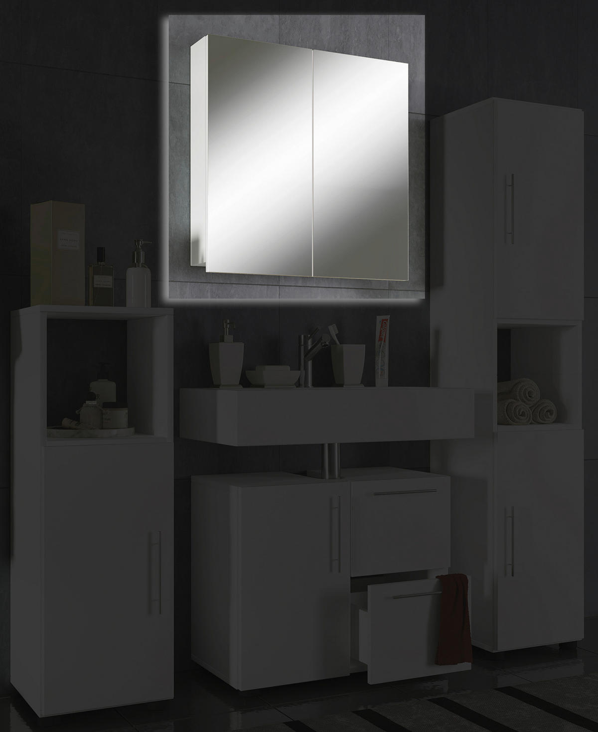 SPEGELSKÅP  - vit, Modern, trämaterial (60/59,4/12cm) - MID.YOU