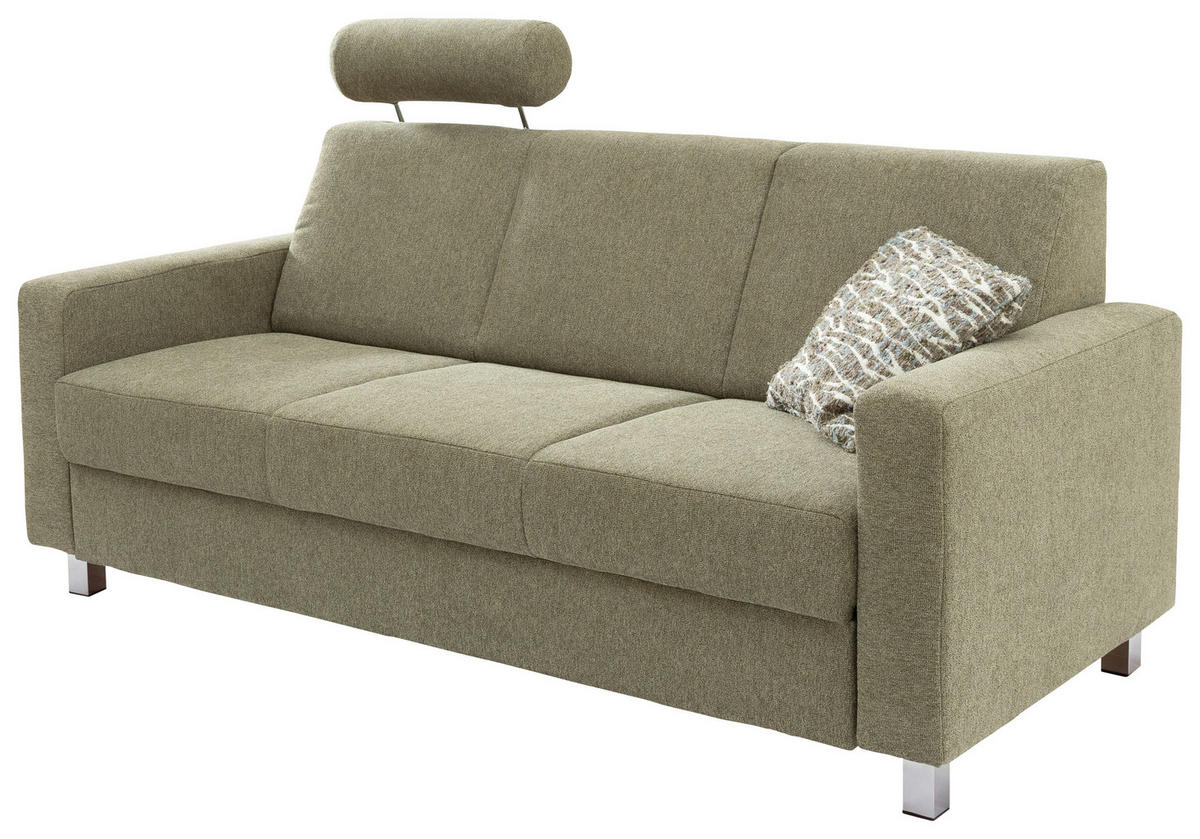 3-SITZER-SOFA in Flachgewebe Grün  - Chromfarben/Grün, Design, Textil/Metall (195/83/85cm) - Xora